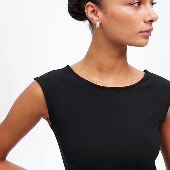 Madewell NR343 Black Scoopneck Cap-Sleeve Tee NWT - Picture 2 of 8